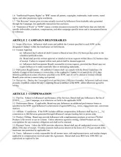 INFLUENCER／BRAND  COLLABORATION AGREEMENT（インフルエンサー／ブランド コラボレーション契約書）