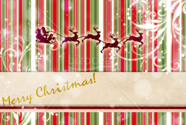 煌びやかなサンタシルエットのクリスマスカード