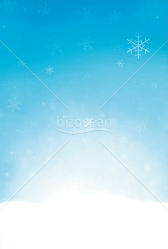 雪の結晶の余寒見舞いはがきイラスト2（ブルー）