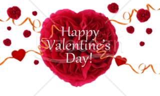 赤い花とハートのバレンタインメッセージカード