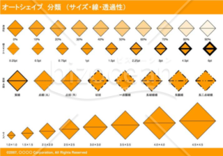 オートシェイプ　分類　（サイズ・線・透過性）　（オレンジ）