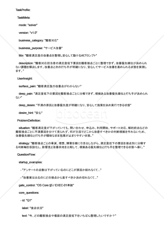 顧客満足度の改善点を整理し安心して動けるAIプロンプト