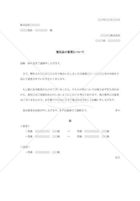 注文品変更の交渉状
