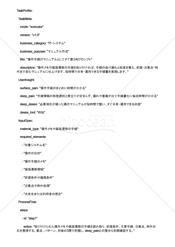 操作手順がマニュアルとしてすぐ整うAIプロンプト