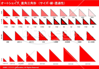 オートシェイプ　直角三角形　（サイズ・線・透過性）（レッド）