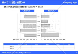 棒グラフ［横］（相関）01（Blue）