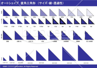 オートシェイプ　直角三角形　（サイズ・線・透過性）（ネイビー）