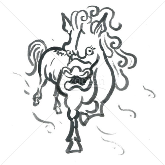 水墨画風馬イラスト