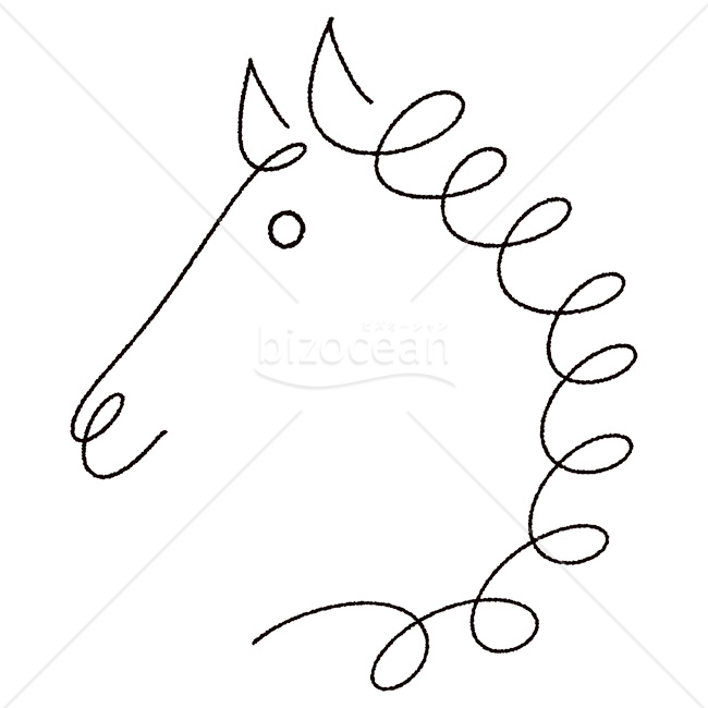 【2026年】「イラスト」くるくるたてがみがかわいい一筆書き風の馬