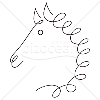【2026年】「イラスト」くるくるたてがみがかわいい一筆書き風の馬