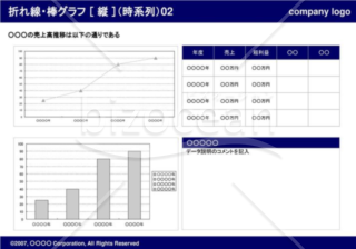 折れ線・棒グラフ［横］（時系列）02（Navy）