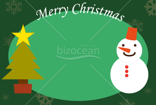 クリスマスカード（雪だるまとツリー）