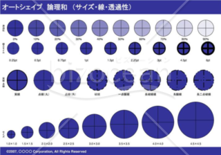 オートシェイプ　論理和　（サイズ・線・透過性）　（ネイビー）