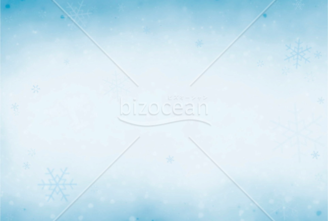雪の結晶の余寒見舞いはがきイラスト4（ブルー）