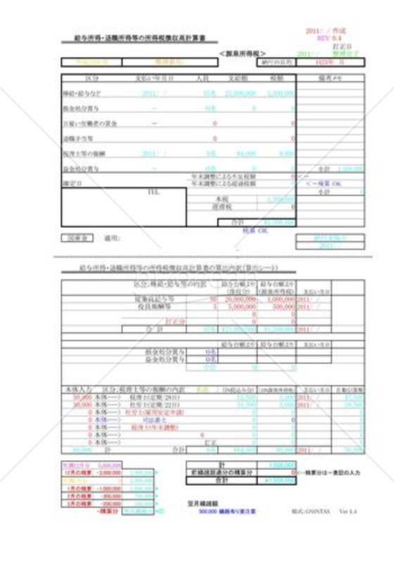 給与所得・退職所得等の所得税徴収高計算書