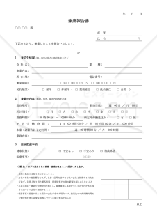 兼業報告書（罫線版）・Word【見本付き】