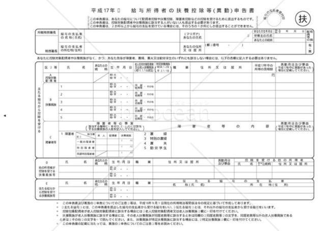 給与所得者の扶養控除等申告書01（１７年度）