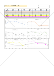 体重測定表　体組成計6種類用　1週間と1カ月