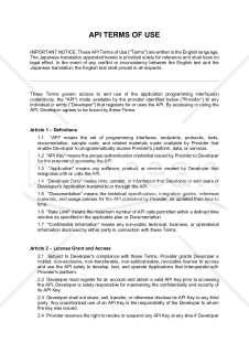 〔英語原文・日本語参考和訳付〕API_Terms_of_Use（API利用規約）