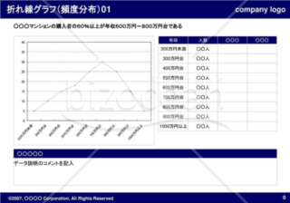 折れ線グラフ（頻度分布）01（Navy）