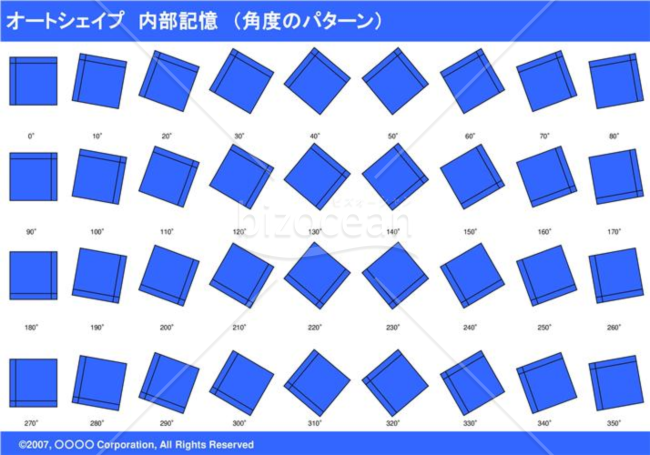 オートシェイプ　内部記憶　（パターン角度）　（ブルー）