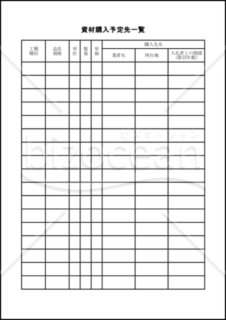資材購入予定先一覧