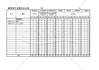 郵便切手金種別払出表 002