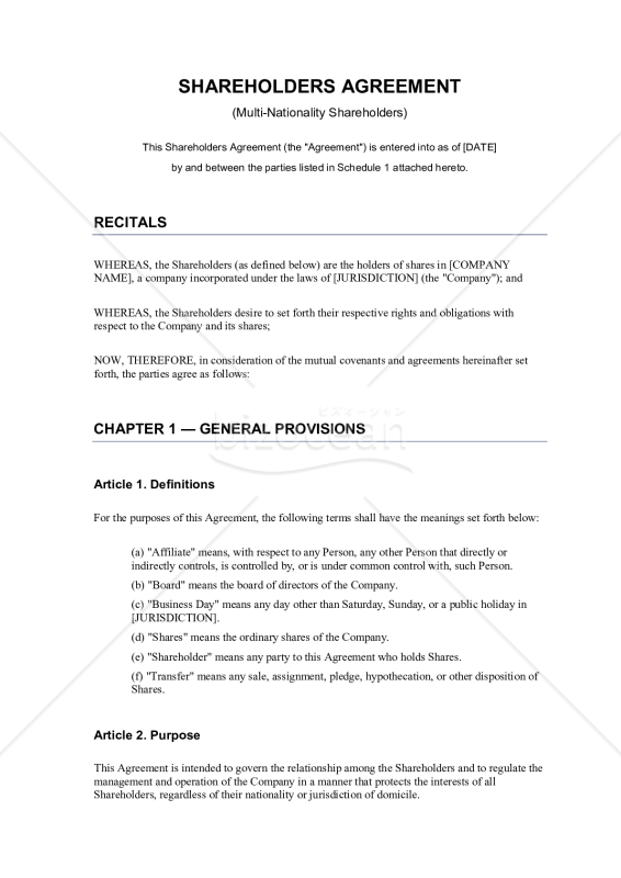 SHAREHOLDERSAGREEMENT（株主間契約）