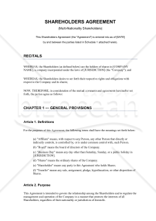 SHAREHOLDERSAGREEMENT（株主間契約）