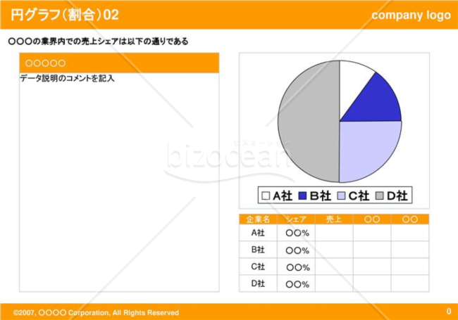 円グラフ（割合）02（Orange）