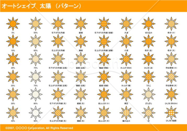 オートシェイプ　太陽　（パターン）（オレンジ）