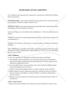 〔参考和訳付〕TRADEMARK LICENSE AGREEMENT（商標ライセンス契約書）
