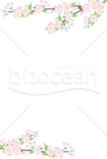 はがきサイズ　桜のフレーム　縦向き　透過