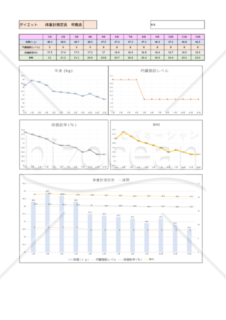 体重測定表　ダイエット　1週間　1カ月