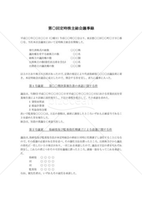 決算承認、役員改選、役員報酬改定