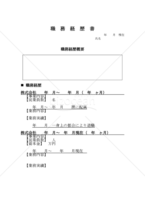 職務経歴書　簡単便利　PDF用