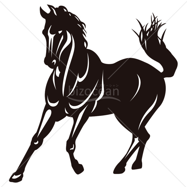 【2026年】「イラスト」躍動する馬を描いたモダンな黒い切り絵風