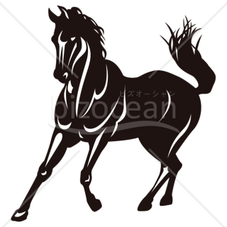 【2026年】「イラスト」躍動する馬を描いたモダンな黒い切り絵風