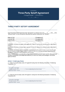 【解説・参考和訳付】Three Party Setoff_Agreement（三者間相殺契約書）