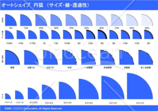 オートシェイプ　円弧　（サイズ・線・透過性）（ブルー）