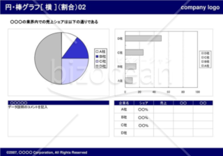 円グラフ＋棒グラフ［横］（割合）02（Navy）