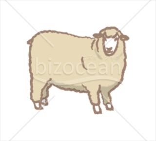 ベージュのシンプルな羊のイラスト
