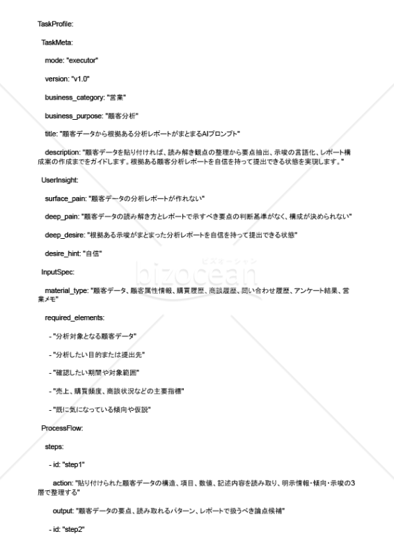 顧客データから根拠ある分析レポートがまとまるAIプロンプト