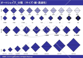 オートシェイプ　分類　（サイズ・線・透過性）　（ネイビー）