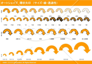 オートシェイプ　環状矢印　（サイズ・線・透過性）　（オレンジ）