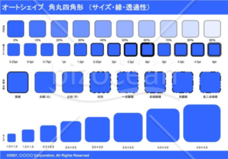 オートシェイプ　角丸四角形　（サイズ・線・透過性）（ブルー）