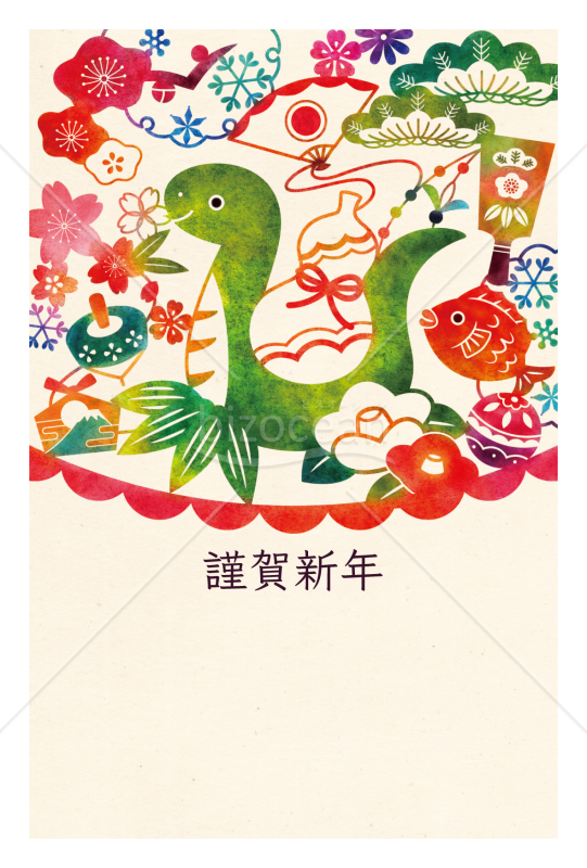 型染め風・ひょうたんと巳