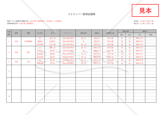 マイナンバー取得記録簿（管理台帳）・横【見本付き】