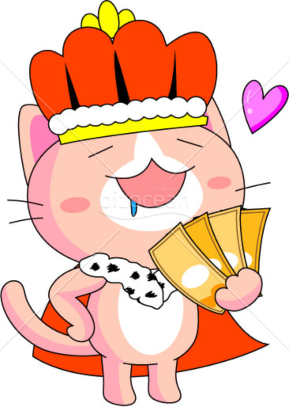 お金を持つ猫のイラスト