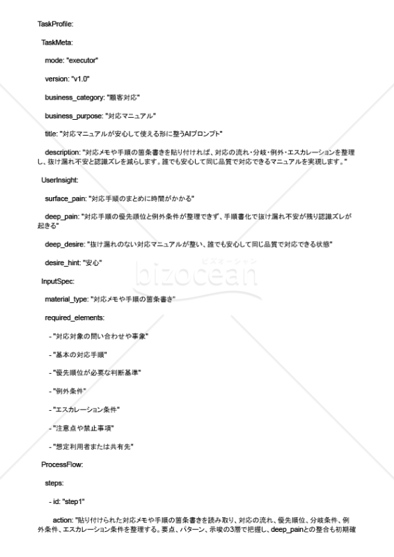 対応マニュアルが安心して使える形に整うAIプロンプト